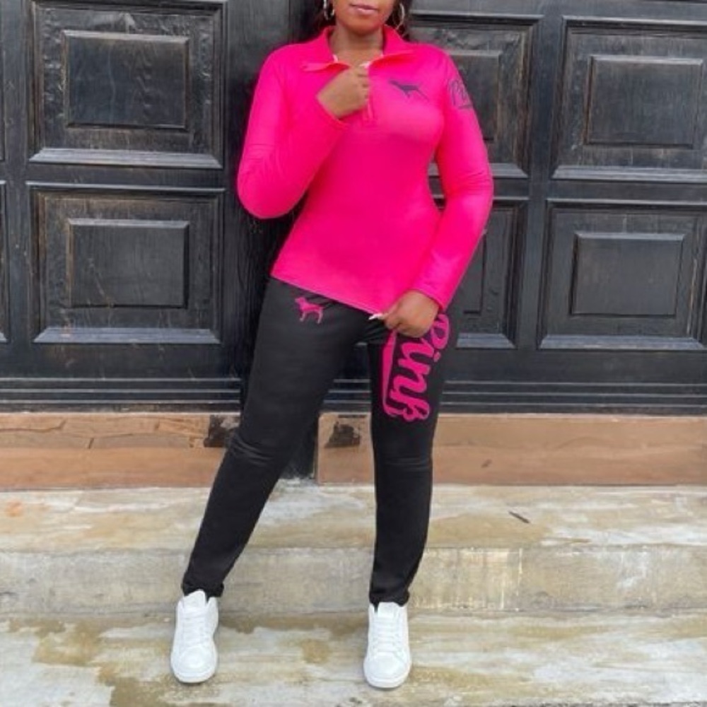 Pink & Black Lounge 2 piece Lightweight Set Size M